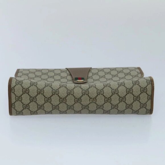 GUCCI GG Supreme Web Sherry Line Clutch Bag PVC Beige Red - Picture 7 of 16